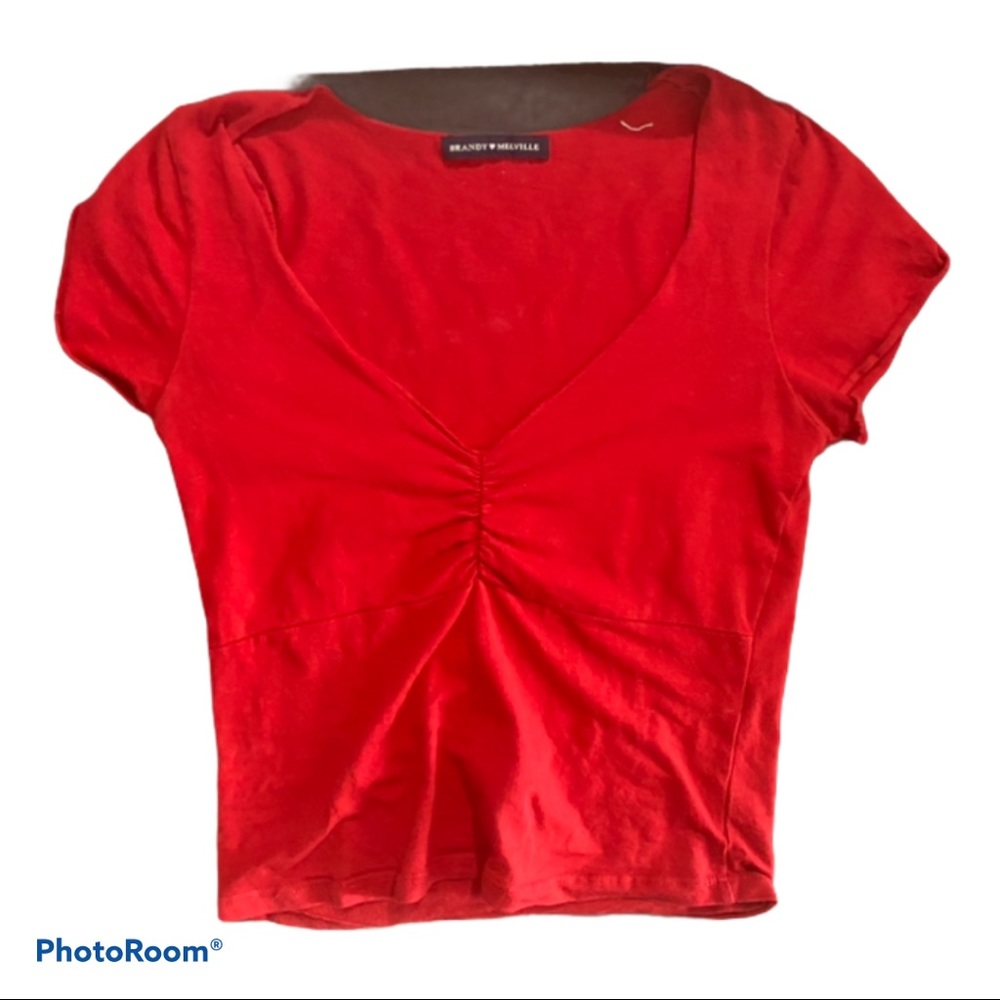 RED BRANDY MELVILLE V NECK TOP❤️
